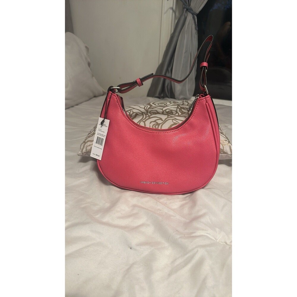NWT French Connection Sammie Caviar Moon Shoulder Bag - Raspberry Sorbet